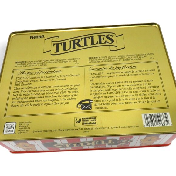NESTLE Turtles Tin Box 600g Collectible Candy Container 90s Vintage - Picture 7 of 9